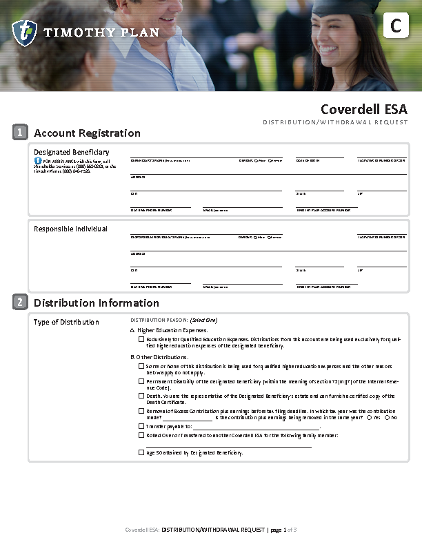 Distribution Withdrawal Request Coverdell